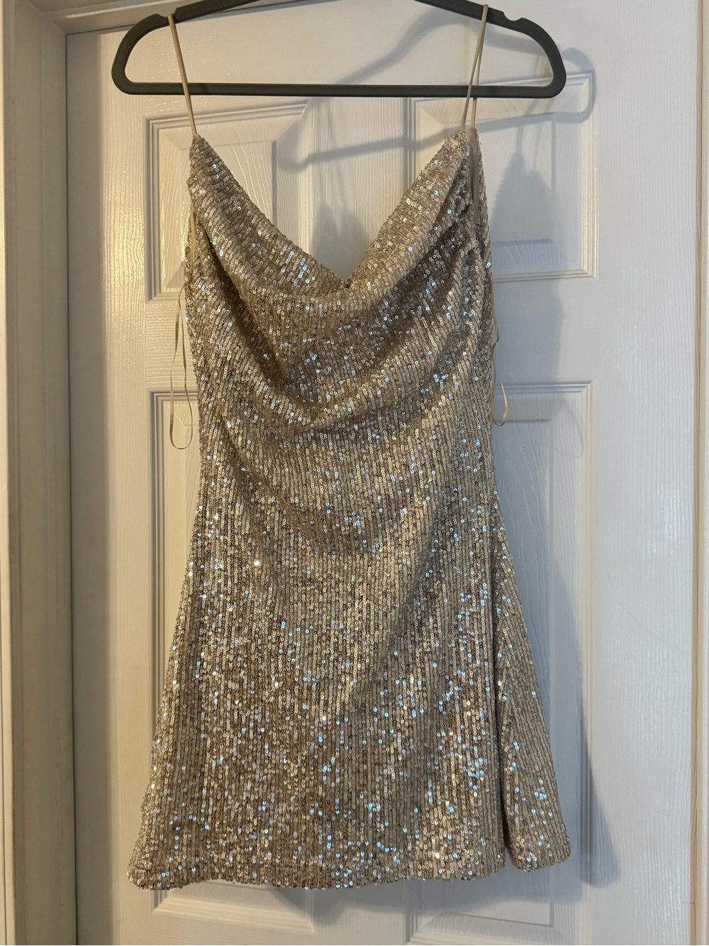 Showpo Glitter Cowl Neck Mini Dress